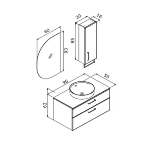 Salerno 95 Cm Banyo Dolabı Mat Sardunya