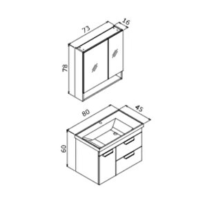 Nova 80 Cm Banyo Dolabı Takım Morgana Kiraz