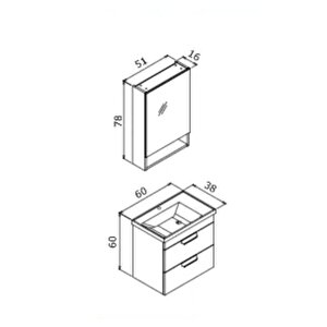 Nova 60 Cm Banyo Dolabı Takım Parlak Beyaz
