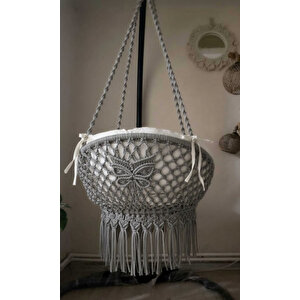 Tek Kişilik Makrome El Örgüsü Salıncak (açık Gri) Sadece Salıncak