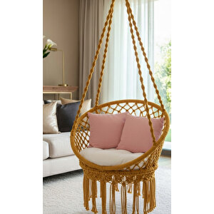 Mis38005 Tek Kişilik Makrome El Örgüsü Salıncak (sarı) Sadece Salıncak