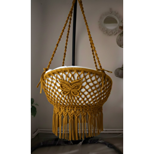 Mis38005 Tek Kişilik Makrome El Örgüsü Salıncak (sarı) Sadece Salıncak