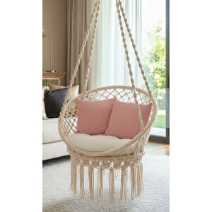 Tek Kişilik Makrome El Örgüsü Salıncak (krem) Mis38005