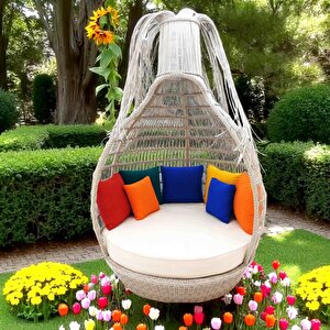 Tassel Daybed | 150 Cm Rattan Bahçe Kral Yatağı