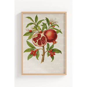 İncir Ve Nar 2’li Ahşap Çerçeveli Tablo Seti - Bitkisel Mutfak Dekoru 50x70 cm