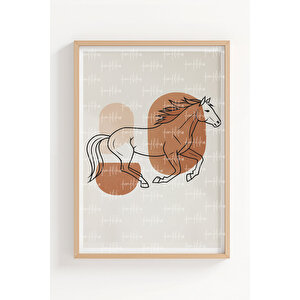Bozkır Atı 2’li Ahşap Çerçeveli Tablo Seti - Modern Ve Minimal Dekor 30x42 cm