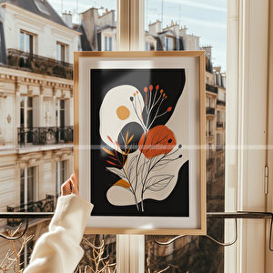 Bitki Desenli Ahşap Çerçeveli 2'li Tablo Seti - 21x30 21x30 cm