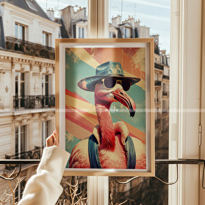 Retro Hayvan Temalı 2'li Çerçeveli Ahşap Tablo Seti-30x42 30x42 cm