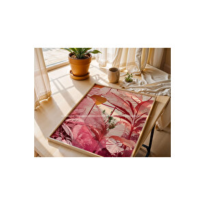 Pembe Botanik 2'li Ahşap Çerçeveli Tablo Seti 50x70 cm