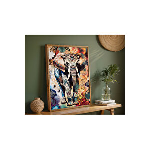 Fil Motifli 2'li Ahşap Çerçeveli Tablo Seti 50x70 cm