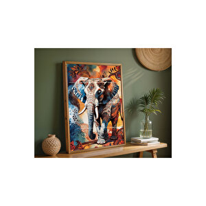 Fil Motifli 2'li Ahşap Çerçeveli Tablo Seti 50x70 cm