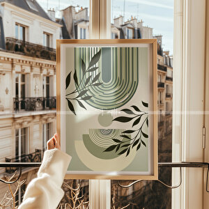 Doğal Tonlarda Modern Yaprak Tasarımlı Ahşap Çerçeveli 2'li Tablo Seti-1 21x30 cm