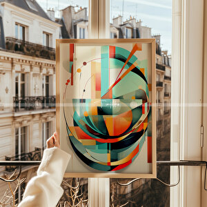 Modern Geometrik 2'li Ahşap Çerçeveli Tablo Seti-2 30x42 cm