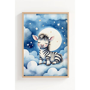 Uyuyan Zebra 2’li Çocuk Odası Ahşap Çerçeveli Tablo Seti - Tatlı Dekor 30x42 cm