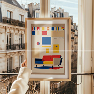 Retro Mobilya Temalı Ahşap Çerçeveli 2'li Tablo Seti-30x42 30x42 cm