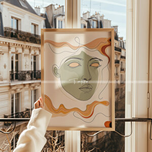 Minimalist Çizgi Sanatı Ahşap Çerçeveli 2'li Tablo Seti 50x70 cm