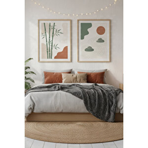 Zen Bahçesi 2’li Ahşap Çerçeveli Tablo Seti - Minimalist Ve Doğa Dekoru 21x30 cm