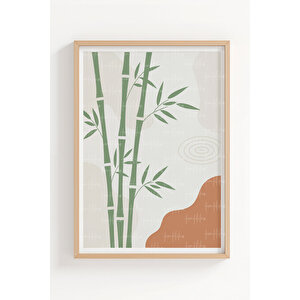 Zen Bahçesi 2’li Ahşap Çerçeveli Tablo Seti - Minimalist Ve Doğa Dekoru 30x42 cm