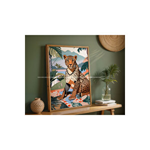 Egzotik Çita Ve Tropikal Kadın 2 Parçalı Ahşap Tablo Seti 50x70 cm