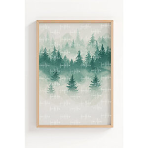 Sisli Orman 2’li Ahşap Çerçeveli Tablo Seti - Doğa Ve Manzara Dekoru 50x70 cm