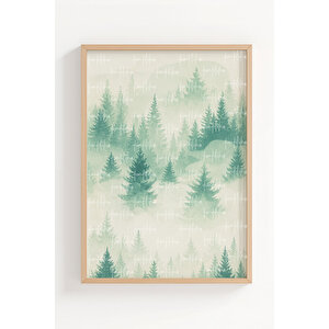 Sisli Orman 2’li Ahşap Çerçeveli Tablo Seti - Doğa Ve Manzara Dekoru 50x70 cm