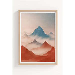 Sisli Dağlar 2’li Ahşap Çerçeveli Tablo Seti - Doğa Ve Minimalist Dekor 50x70 cm