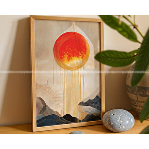 Altın Gün Batımı 2'li Ahşap Çerçeveli Tablo Seti-2 30x42 cm