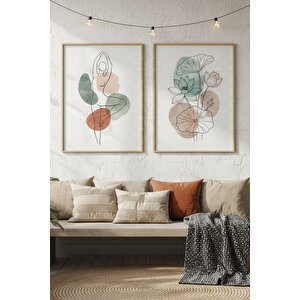 Lotus Ve Meditasyon 2’li Ahşap Çerçeveli Tablo Seti - Minimalist Dekor 21x30 cm