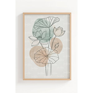 Lotus Ve Meditasyon 2’li Ahşap Çerçeveli Tablo Seti - Minimalist Dekor 21x30 cm