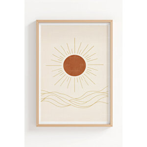 Güneş Ve Ay 2’li Minimalist Ahşap Çerçeveli Tablo Seti - Modern Duvar Dekoru 21x30 cm