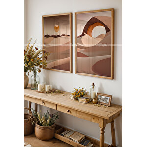 Çöl Manzarası 2'li Ahşap Çerçeveli Tablo Seti-2 21x30 cm