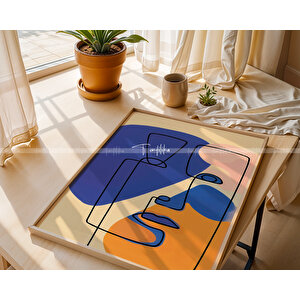 Modern Minimalist Çizgi Sanatı Ahşap Çerçeveli 2'li Tablo Seti-2 50x70 cm