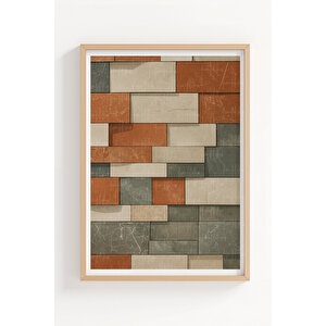 Taş Ve Tuğla 2’li Ahşap Çerçeveli Tablo Seti - Modern Doğa Dekoru 21x30 cm