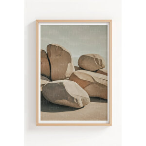 Taş Ve Tuğla 2’li Ahşap Çerçeveli Tablo Seti - Modern Doğa Dekoru 21x30 cm