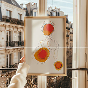 Soyut Renkli 2 Parçalı Ahşap Çerçeveli Tablo Seti - Modern Ve Dinamik Tasarım 21x30 cm