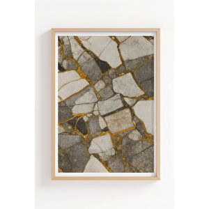 Mermer Dokusu 2’li Ahşap Çerçeveli Tablo Seti - Modern Ve Lüks Dekor 50x70 cm