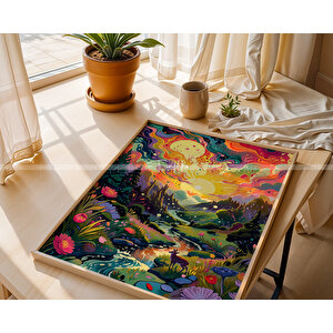 Saykodelik Doğa 2'li Çerçeveli Ahşap Tablo Seti 50x70 cm