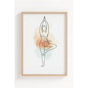 Yoga Duruşları 2’li Ahşap Çerçeveli Tablo Seti - Minimalist Manevi Duvar Dekoru 50x70 cm