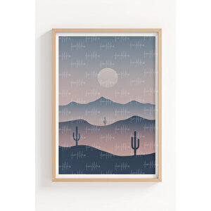 Çöl Manzarası 2’li Ahşap Çerçeveli Tablo Seti - Doğa Ve Minimalist Dekor 50x70 cm