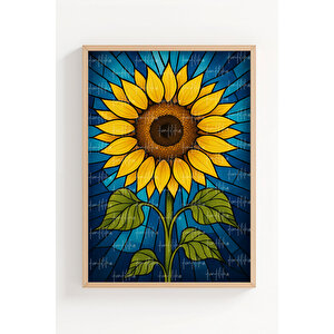 Ayçiçeği Ve Kır Çiçekleri 2’li Ahşap Çerçeveli Tablo Seti - Bitki Ve Çiçek Dekoru 21x30 cm