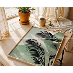 Tropikal Yeşillik 2'li Ahşap Çerçeveli Tablo Seti-2 30x42 cm