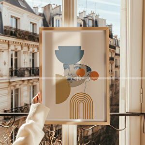 Modern Yüz Figürlü Ahşap Çerçeveli 2'li Tablo Seti 21x30 cm