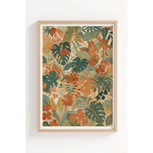 Tropikal Orman 2’li Ahşap Çerçeveli Tablo Seti - Bitki Ve Doğa Dekoru 21x30 cm