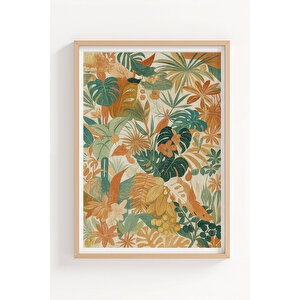 Tropikal Orman 2’li Ahşap Çerçeveli Tablo Seti - Bitki Ve Doğa Dekoru 21x30 cm