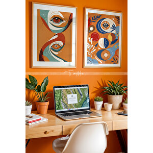 Canlı Renkler Ahşap Çerçeveli 2'li Tablo Seti 50x70 cm