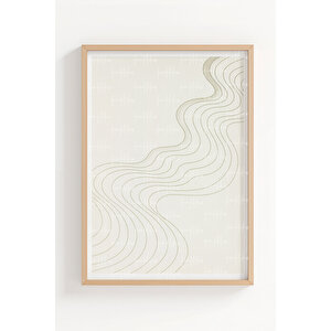 Zen Dalgaları 2’li Ahşap Çerçeveli Tablo Seti - Minimalist Japon Dekoru 30x42 cm