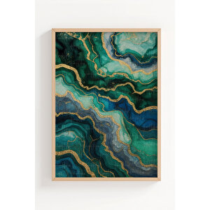 Mermer Damarı 2’li Ahşap Çerçeveli Tablo Seti - Soyut Ve Modern Dekor 30x42 cm