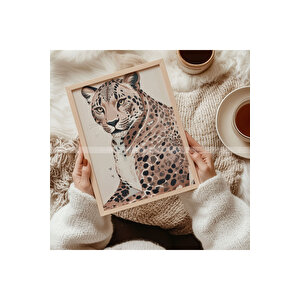 Leopar Sanatı 2 Parçalı Ahşap Çerçeveli Tablo Seti 21x30 cm