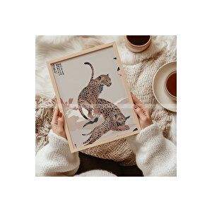 Leopar Sanatı 2 Parçalı Ahşap Çerçeveli Tablo Seti 21x30 cm