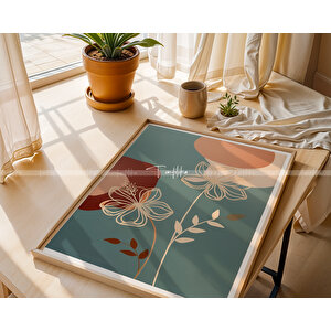 Çiçek Desenli Ahşap Çerçeveli 2'li Tablo Seti-1 21x30 cm